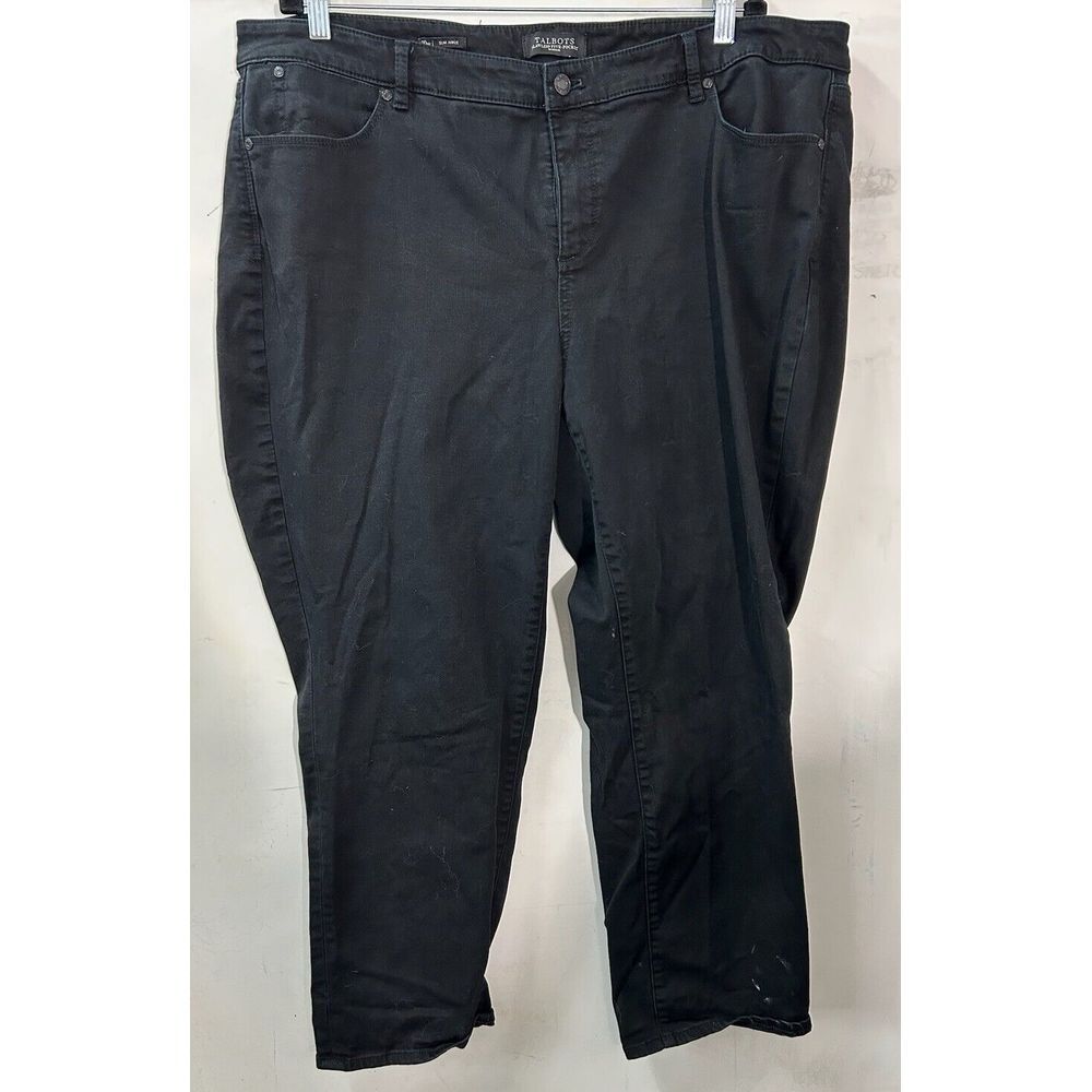 Talbots Flawless Five Pocket Boyfriend Black Jeans Women's Size 20W Slim Ankle